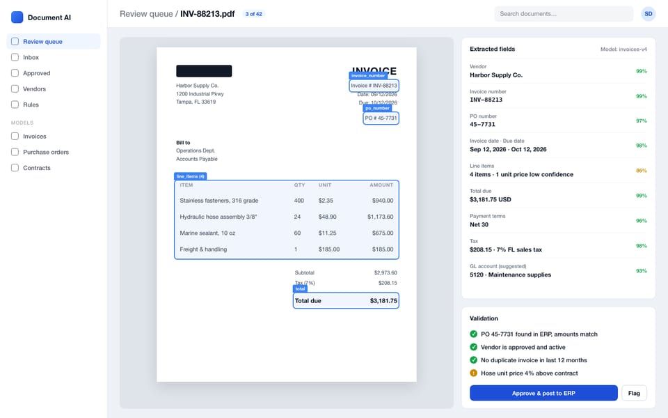 Document AI: Invoice extraction and review